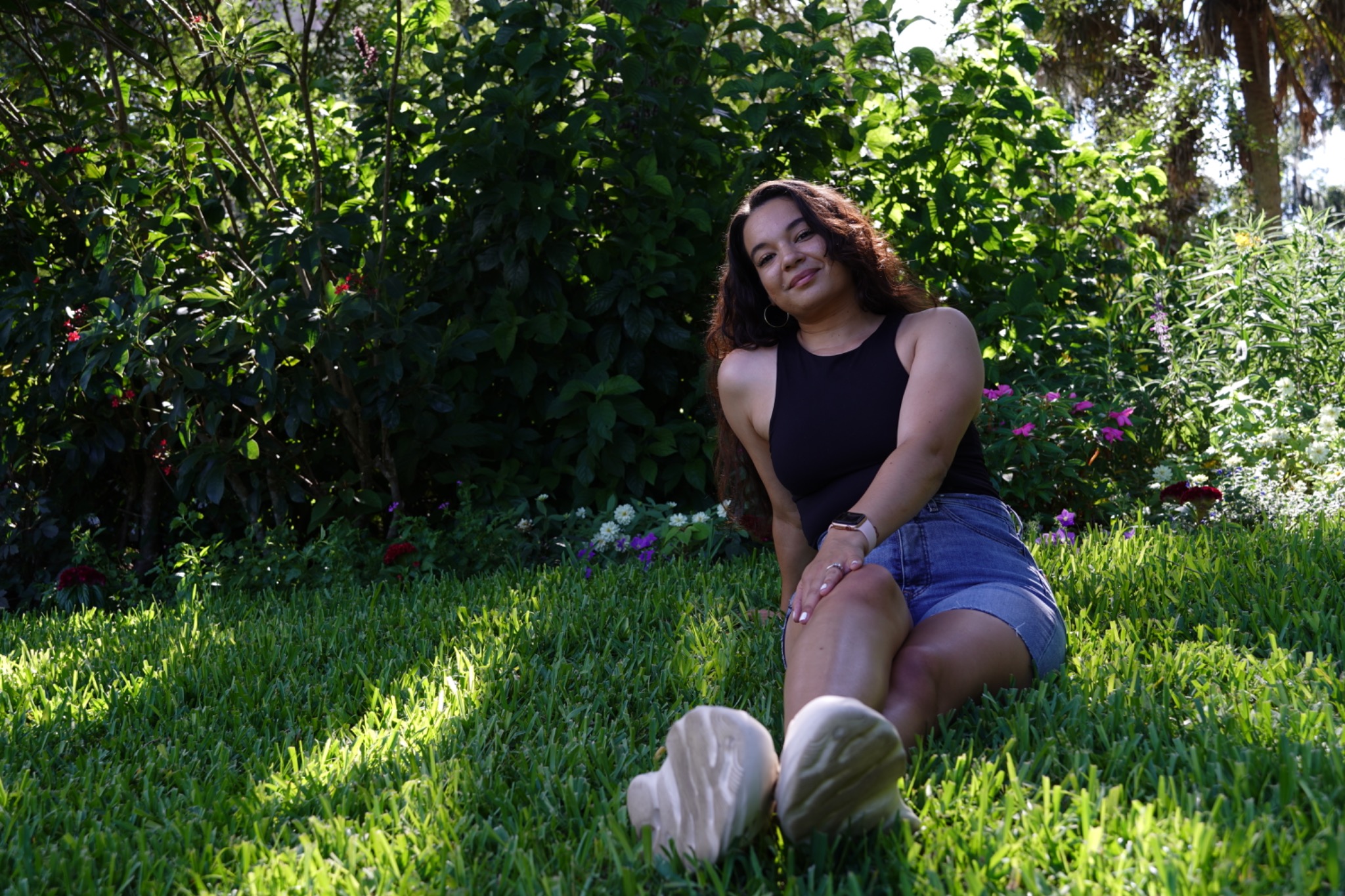 Portrait seated on grass